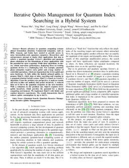 Iterative Qubits Management for Quantum Index Searching in a Hybrid
  System
