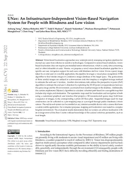 UNav: An Infrastructure-Independent Vision-Based Navigation System for
  People with Blindness and Low vision