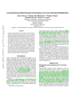 Learning Interpretable Dynamics from Images of a Freely Rotating 3D
  Rigid Body