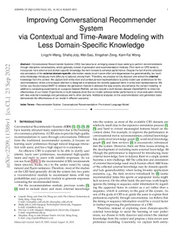 Improving Conversational Recommender System via Contextual and
  Time-Aware Modeling with Less Domain-Specific Knowledge