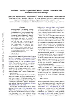 Zero-shot Domain Adaptation for Neural Machine Translation with
  Retrieved Phrase-level Prompts