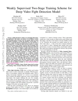 Weakly Supervised Two-Stage Training Scheme for Deep Video Fight
  Detection Model