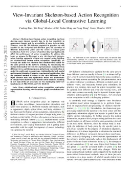 View-Invariant Skeleton-based Action Recognition via Global-Local
  Contrastive Learning