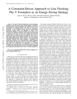 A Constraint-Driven Approach to Line Flocking: The V Formation as an
  Energy-Saving Strategy