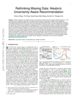 Rethinking Missing Data: Aleatoric Uncertainty-Aware Recommendation