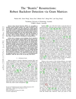 The "Beatrix'' Resurrections: Robust Backdoor Detection via Gram
  Matrices