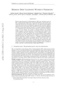 Hebbian Deep Learning Without Feedback