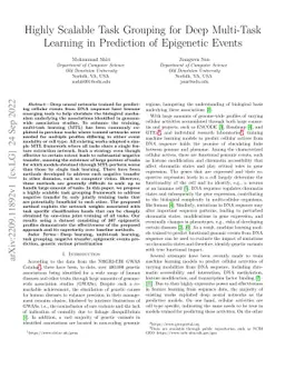 Highly Scalable Task Grouping for Deep Multi-Task Learning in Prediction
  of Epigenetic Events