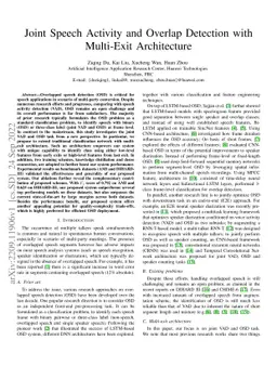 Joint Speech Activity and Overlap Detection with Multi-Exit Architecture