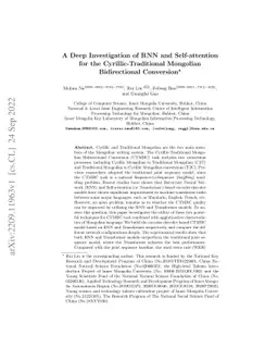 A Deep Investigation of RNN and Self-attention for the
  Cyrillic-Traditional Mongolian Bidirectional Conversion