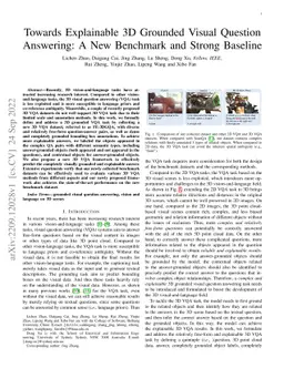 Towards Explainable 3D Grounded Visual Question Answering: A New
  Benchmark and Strong Baseline