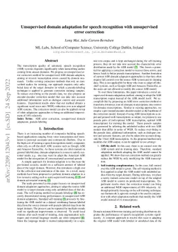 Unsupervised domain adaptation for speech recognition with unsupervised
  error correction