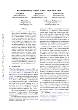 Re-contextualizing Fairness in NLP: The Case of India