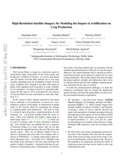 High-Resolution Satellite Imagery for Modeling the Impact of
  Aridification on Crop Production