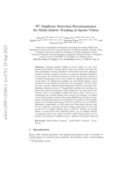 D$^{\bf{3}}$: Duplicate Detection Decontaminator for Multi-Athlete
  Tracking in Sports Videos