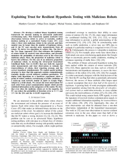 Exploiting Trust for Resilient Hypothesis Testing with Malicious Robots