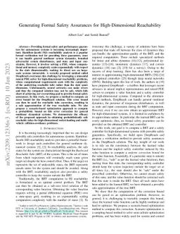 Generating Formal Safety Assurances for High-Dimensional Reachability