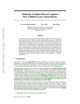 Stochastic Gradient Descent Captures How Children Learn About Physics