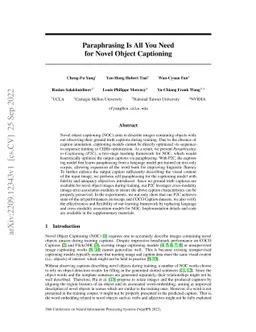 Paraphrasing Is All You Need for Novel Object Captioning