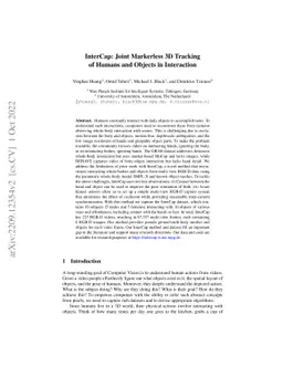 InterCap: Joint Markerless 3D Tracking of Humans and Objects in
  Interaction