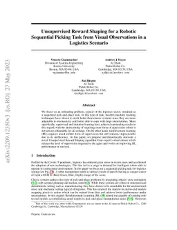 Unsupervised Reward Shaping for a Robotic Sequential Picking Task from
  Visual Observations in a Logistics Scenario