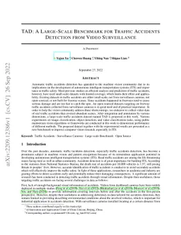TAD: A Large-Scale Benchmark for Traffic Accidents Detection from Video
  Surveillance