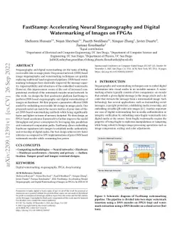 FastStamp: Accelerating Neural Steganography and Digital Watermarking of
  Images on FPGAs