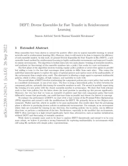 DEFT: Diverse Ensembles for Fast Transfer in Reinforcement Learning