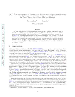 $O(T^{-1})$ Convergence of Optimistic-Follow-the-Regularized-Leader in
  Two-Player Zero-Sum Markov Games