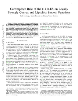 Convergence rate of the (1+1)-evolution strategy on locally strongly convex functions with lipschitz continuous gradient