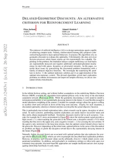 Delayed Geometric Discounts: An Alternative Criterion for Reinforcement
  Learning
