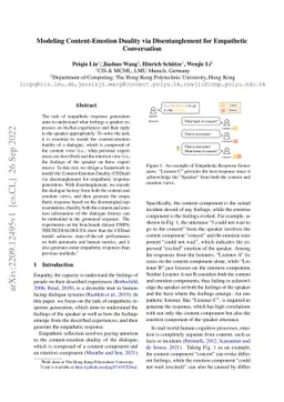 Modeling Content-Emotion Duality via Disentanglement for Empathetic
  Conversation