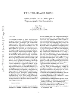 Two-Tailed Averaging: Anytime, Adaptive, Once-in-a-While Optimal Weight
  Averaging for Better Generalization