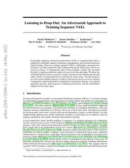 Learning to Drop Out: An Adversarial Approach to Training Sequence VAEs