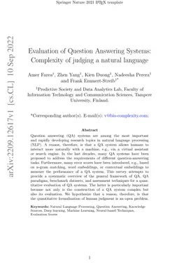 Evaluation of Question Answering Systems: Complexity of judging a
  natural language