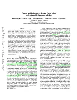 Factual and Informative Review Generation for Explainable Recommendation