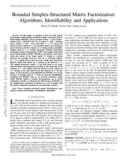 Bounded Simplex-Structured Matrix Factorization: Algorithms,
  Identifiability and Applications