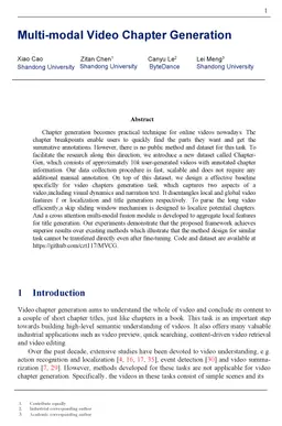 Multi-modal Video Chapter Generation