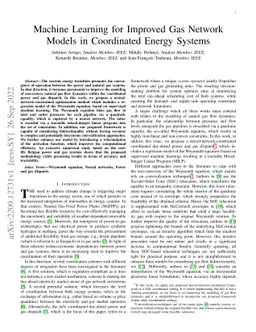 Machine Learning for Improved Gas Network Models in Coordinated Energy
  Systems