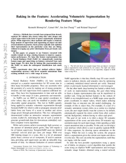 Baking in the Feature: Accelerating Volumetric Segmentation by Rendering
  Feature Maps