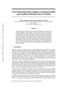 Overcoming Referential Ambiguity in Language-Guided Goal-Conditioned
  Reinforcement Learning