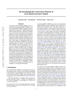 On Investigating the Conservative Property of Score-Based Generative
  Models