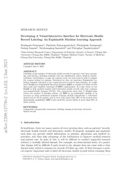 Developing A Visual-Interactive Interface for Electronic Health Record
  Labeling: An Explainable Machine Learning Approach