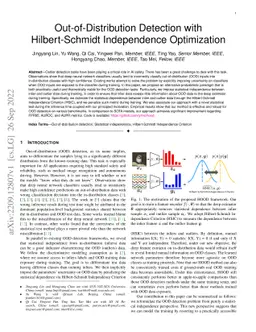 Out-of-Distribution Detection with Hilbert-Schmidt Independence
  Optimization