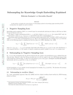 Subsampling for Knowledge Graph Embedding Explained