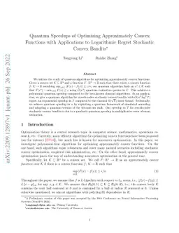 Quantum Speedups of Optimizing Approximately Convex Functions with
  Applications to Logarithmic Regret Stochastic Convex Bandits