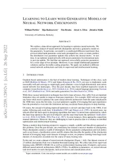 Learning to Learn with Generative Models of Neural Network Checkpoints