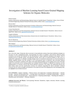 Investigation of Machine Learning-based Coarse-Grained Mapping Schemes
  for Organic Molecules