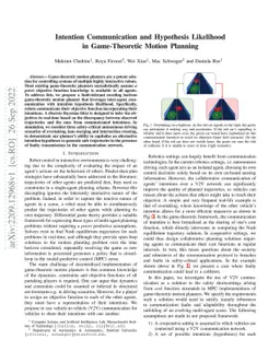 Intention Communication and Hypothesis Likelihood in Game-Theoretic
  Motion Planning