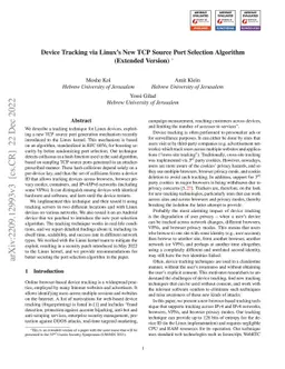 Device Tracking via Linux's New TCP Source Port Selection Algorithm
  (Extended Version)